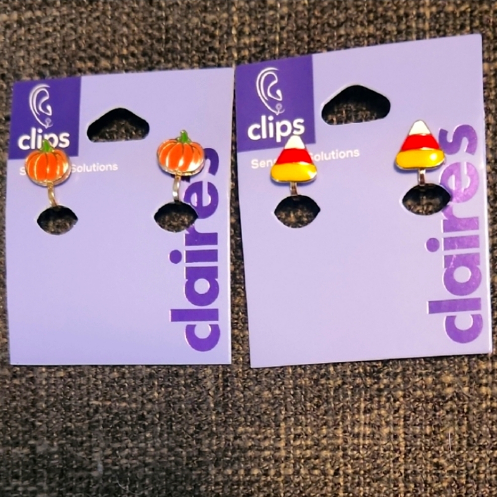NWT Girls Clip On Autumn Halloween Earrings